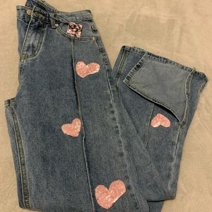 Heart Sequence Denim Jeans
